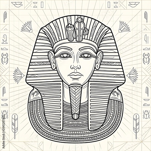 Tutankhamun vector of ancient egyptian pharaoh burial mask