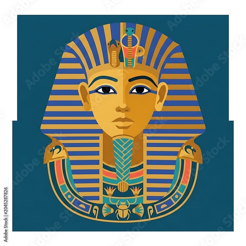 Tutankhamun vector illustration of ancient egyptian pharaoh golden mask