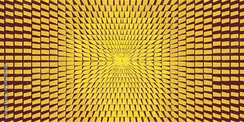 Slika na platnu Tunnel illusion pattern with converging lines and yellow brown coloration