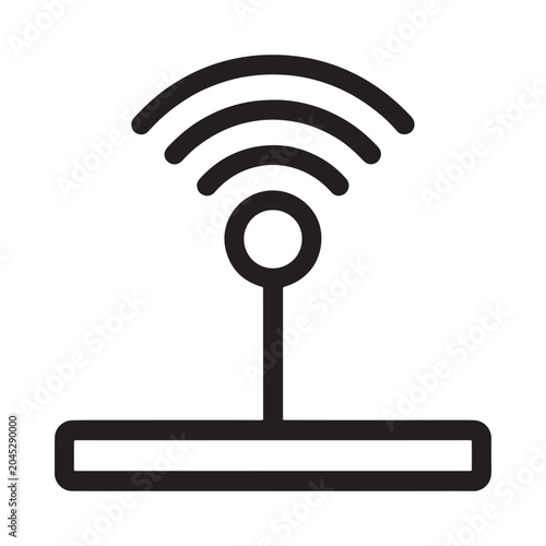 Tableau sur toile Wireless signal icon black line art on a white background