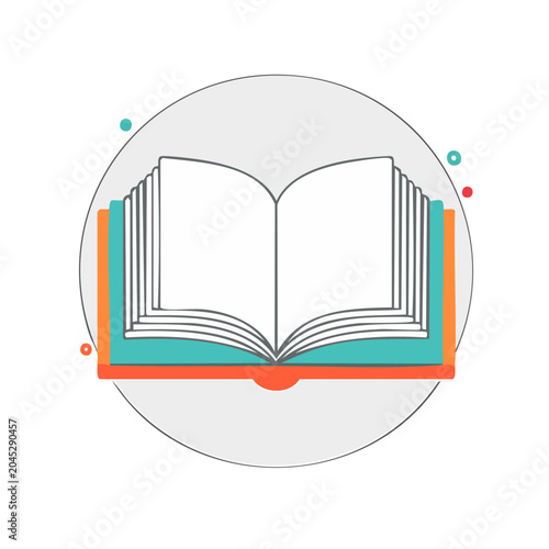 Flat design icon of an open book