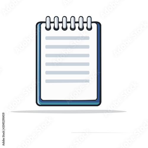 Flat design icon of a spiral notebook with lined pages