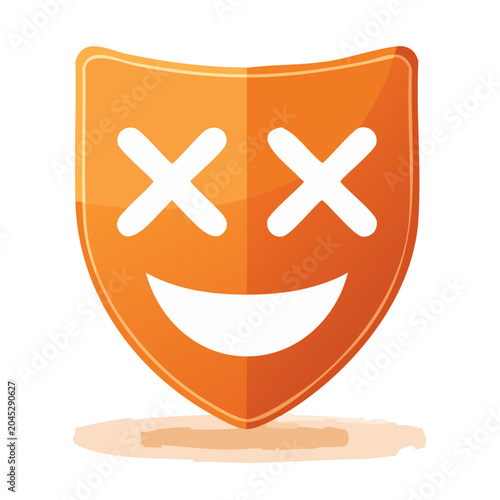 Orange mask with x eyes and smile on white background