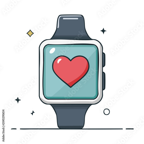 Smartwatch with heart icon on screen