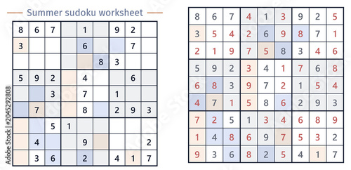 Summer sudoku worksheet with grids for puzzle solving activities  