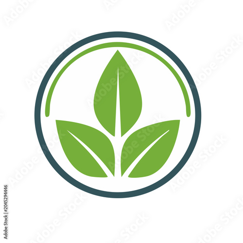 Green leaf logo in a circle