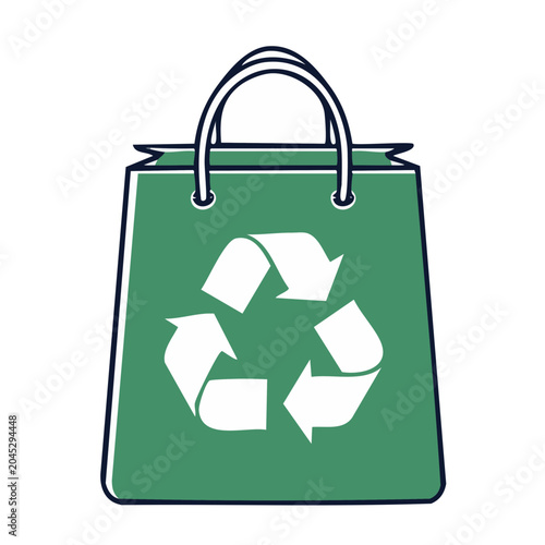 Green shopping bag with recycling symbol