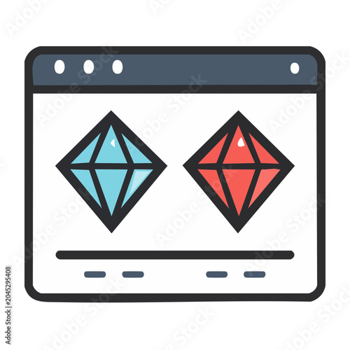 Flat design icon of gems in a browser window