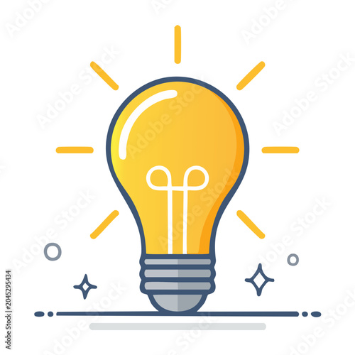 Flat design illustration of a glowing light bulb symbolizing an idea