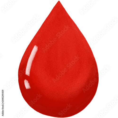 Simple textured red blood drop illustration isolated on transparent background. Suitable for healthcare, medical services, blood donation campaigns, laboratory, and health awareness materials.