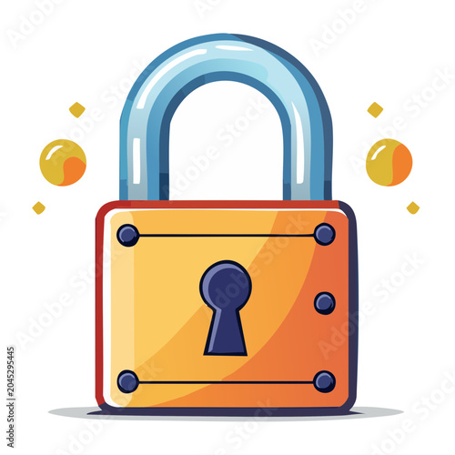 Flat design padlock icon with shiny elements