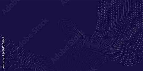 Quadro em tela Line dots blue wavy halftone background