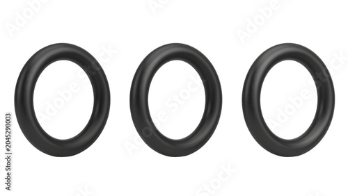 Three black rubber rings
