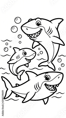 Baby shark family Coloring Book for Kids Printable Ocean Page