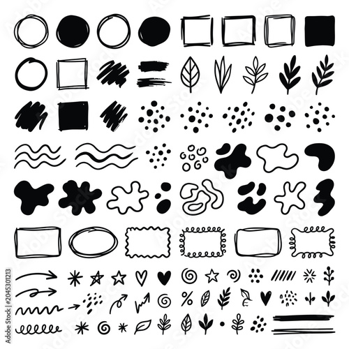 Collection of various black shapes icons.