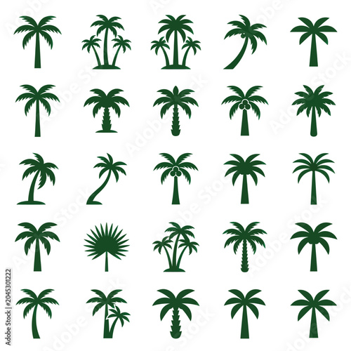 Collection of various palm tree silhouettes.