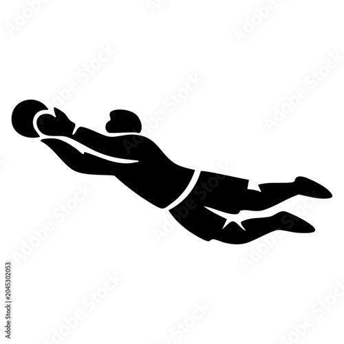 minimalist goalkeeper silhouette. Bold, balanced, and full of motion black illustration.