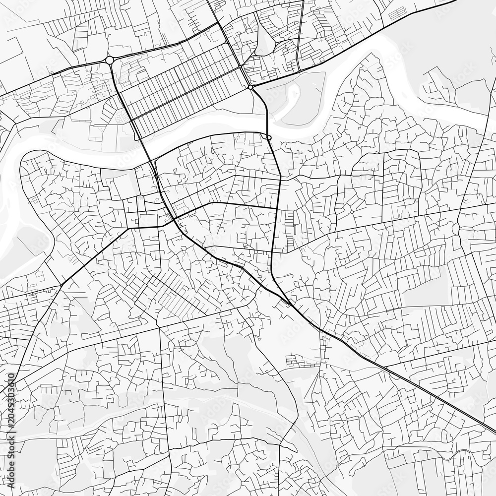 Obraz premium Khujand City Map. Minimalist black and white line art poster for printing, wallpaper, wall art, and map resources for home and office decor
