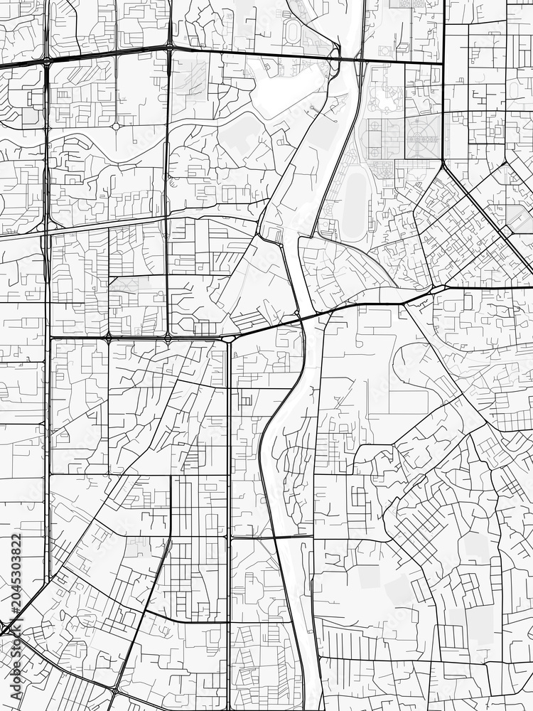 Fototapeta premium Dushanbe City Map. Minimalist black and white line art poster for printing, wallpaper, wall art, and map resources for home and office decor