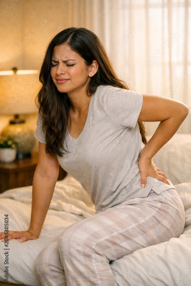 Obraz premium Person Holding Lower Back in Pain at Home