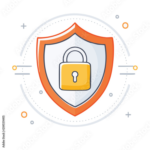 Shield with lock icon for security and protection