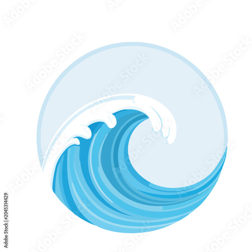 Stylized ocean wave in a circle