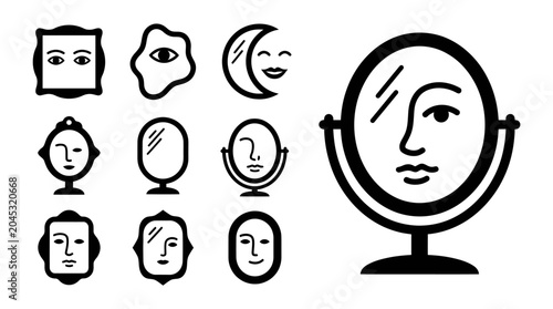 Bild auf Leinwand Abstract Faces and Mirrors Collection: Icons & Illustrations