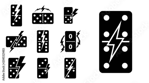 Fotografia Dominoes with Lightning Bolt Icon Set