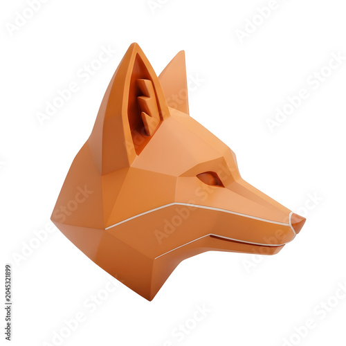 Geometric Fox Head Sculpture