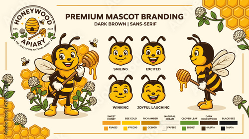 Quadro su tela Premium Mascot Branding with Cute Bee Characters.