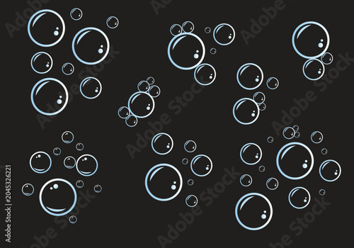 Photos White soap bubbles floating in air, set soap suds bubble set white circles