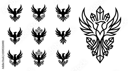Bild auf Leinwand Mythical Phoenix Bird Logo Collection and Emblem