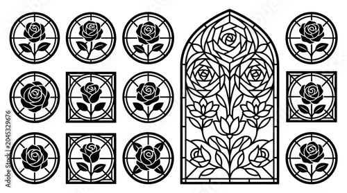 Foto Rose Stained Glass Window Designs - Circular and Arched Patterns