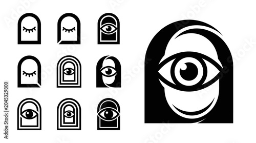 Canvastavla Abstract Eye Symbols and Icon Collection
