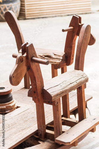 Wooden Horse Chair in Childrens Playground