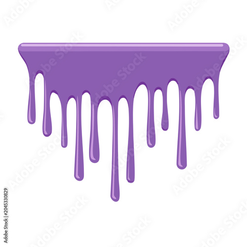 Purple liquid dripping effect on white background