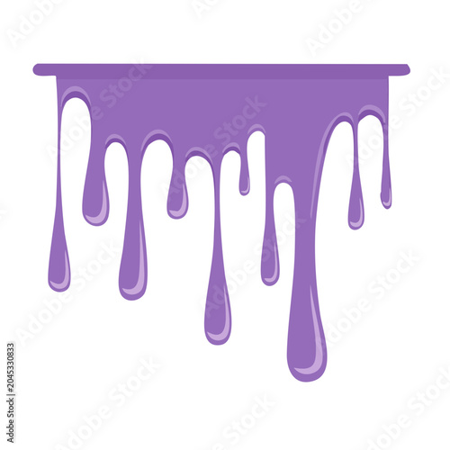 Purple paint drips on white background