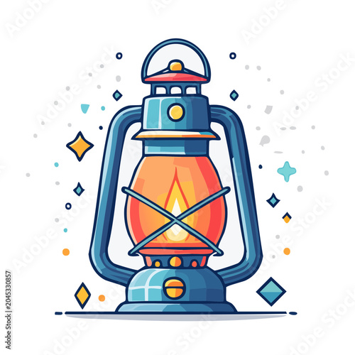 Retro lantern with flame illustration