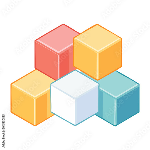 Stacked colorful isometric cubes