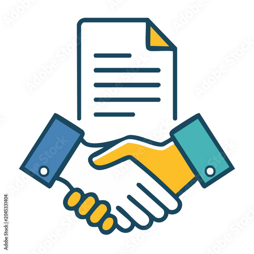 Handshake and document icon representing business agreement
