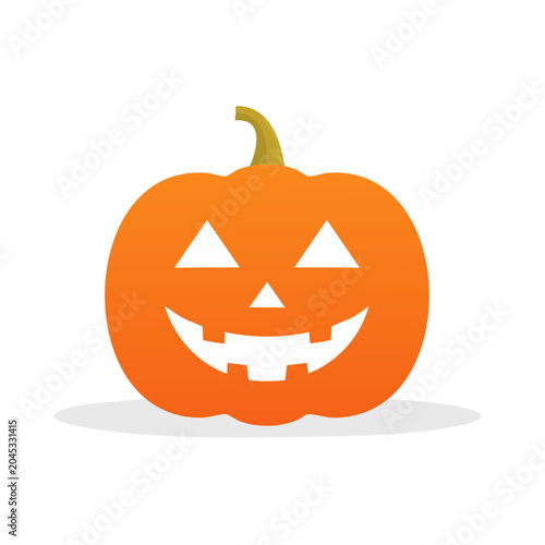 Jack-o'-lantern icon with happy face on white background