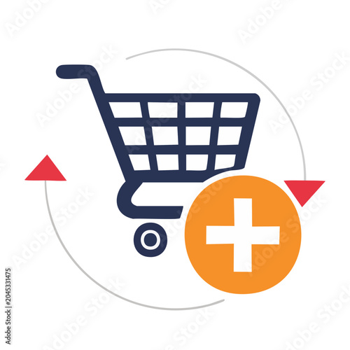 Shopping cart with plus sign icon