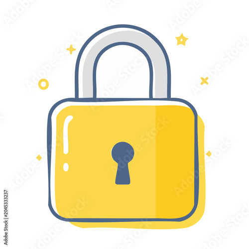 Doodle padlock icon for security and protection