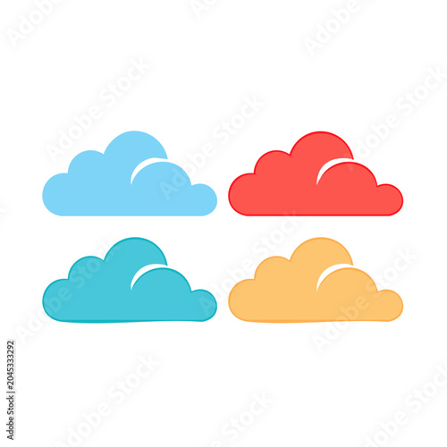 Four Colorful Cartoon Clouds