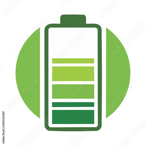 Green battery icon with charge levels