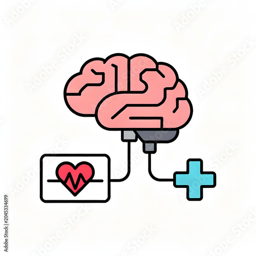 An illustration depicting the intricate connection between brain health, heart function, and overall medical well-being, symbolizing holistic health.