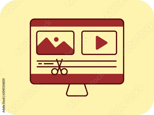 Canvas Print Editing icon. Films icon. Flat vector icon concept.