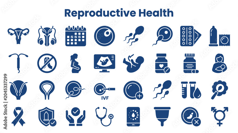 © Iconique Studio - Reproductive Health Icons and Symbols Representing Fertility Pregnancy Family Planning and Medical Care © Iconique Studio - Reproductive Health Icons and Symbols Representing Fertility Pregnancy Family Planning and Medical Care