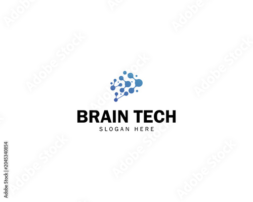 Futuristic modern human brain digital dots structure for intelligence innovation science tech knowledge logo design