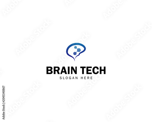Creative simple brain connect logo template. Brain with dot connection logo design vector image.